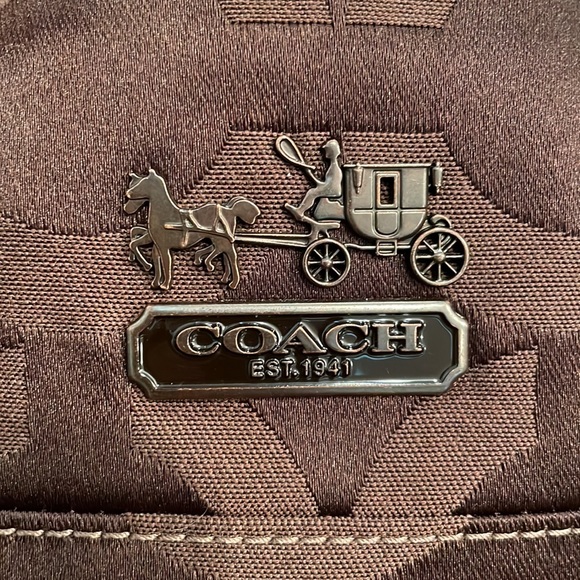 Coach Tribeca Madison Brown Op Art EW Shoulder/Tote w/Patent Leathr Trim/Handles - Picture 3 of 15